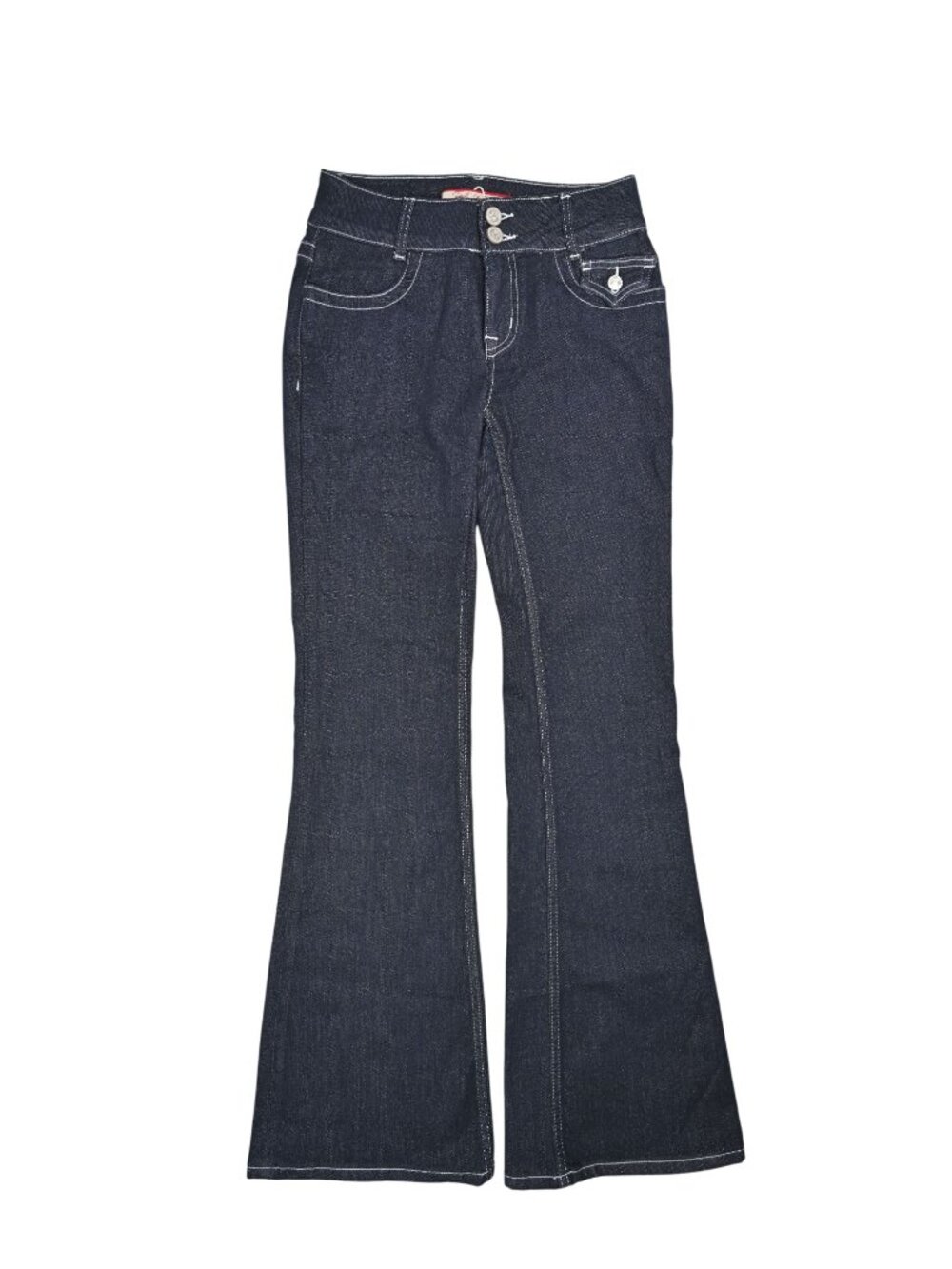 Sweet Chilling Vintage Raw Denim Flare Jeans in Blue